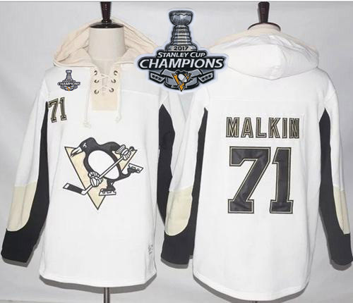 Penguins #71 Evgeni Malkin White Pullover Hoodie Stanley Cup Finals Champions Stitched NHL Jersey